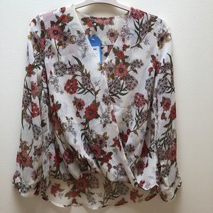 Off-white floral flowers blouse